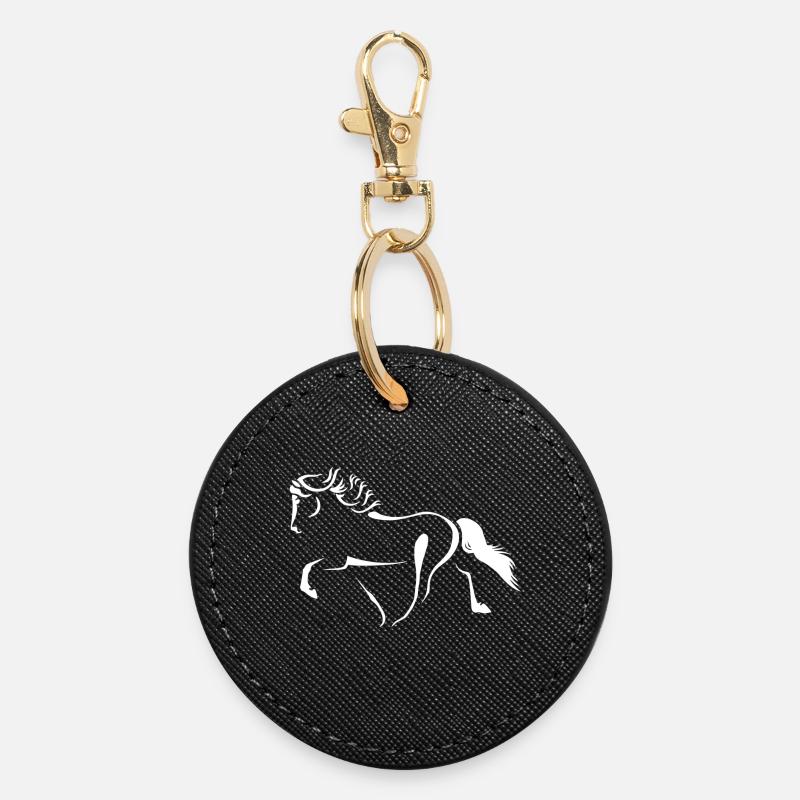 Chevaux de course Silhouette Töltender Tölter - Porte-clés rond - noir