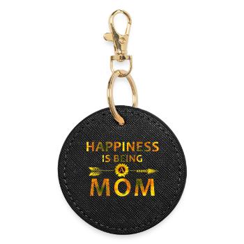 Le bonheur, c’est être maman – Fête des mères tournesol - Porte-clés rond - noir - Devant