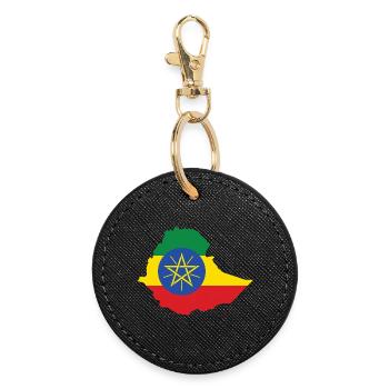 Äthiopien Power Rasta Reggae Rastafari Roots  - Runder Schlüsselanhänger - Schwarz - Vorne