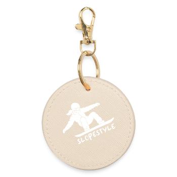 Slopestyle Snowboard Action Gift - Round Keyring - oyster - Front