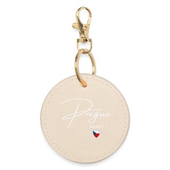 Prague Czechia, elegant design Prague - Round Keyring - oyster - Front