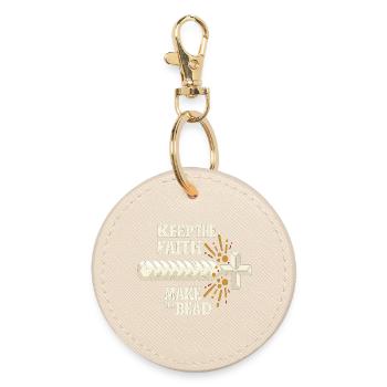 Keep The Faith Make The Bead - Round Keyring - oyster - Front
