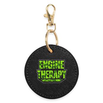 Engine Therapy – Schrauber Spruch Auto Tuning Werk - Runder Schlüsselanhänger - Schwarz - Vorne