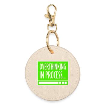 Overthinking In Process Lustig Grübeln Spruch Logo - Runder Schlüsselanhänger - Auster - Vorne