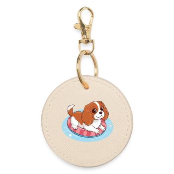Summer Buoy Swimmer Puppy - Round Keyring - oyster - Front