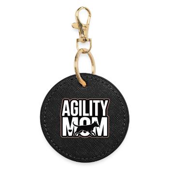 Agility Mom – Hundesport Hunde Mama - Runder Schlüsselanhänger - Schwarz - Vorne