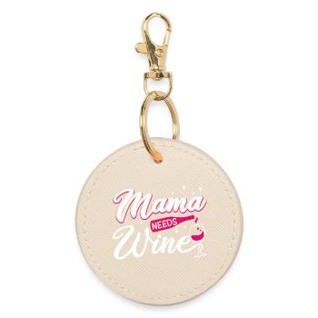 Mama Needs Wine Funny Motherhood Quote Art - Runder Schlüsselanhänger - Auster - Vorne