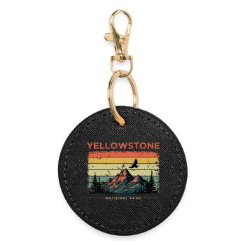 Yellowstone National Park Retro - Round Keyring - black - Front