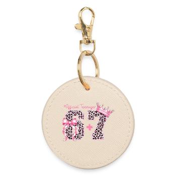 13th Birthday Shirt Funny Meme 67 Birthday 13 - Round Keyring - oyster - Front