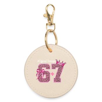 13th Birthday Shirt Funny Meme 67 Birthday 13 - Round Keyring - oyster - Front