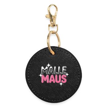 Mallemaus JGA Frauen Mallorca Fan Party Malle Maus - Runder Schlüsselanhänger - Schwarz - Vorne