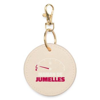 Maman de Jumelles Jauge Essence Humour Fatigue - Porte-clés rond - huître - Devant