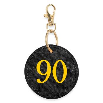 90. 90 JAHRE. 90-JÄHRIGES JUBILÄUM. 90-JÄHRIGES JUBILÄUM. - Runder Schlüsselanhänger - Schwarz - Vorne
