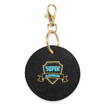 Super Armin Schild-Badge - Runder Schlüsselanhänger - Schwarz - Vorne