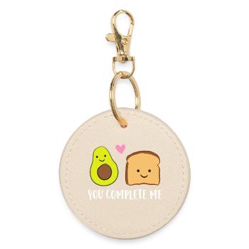 Du vervollständigst mich mit Avocado-Toast - Runder Schlüsselanhänger - Auster - Vorne