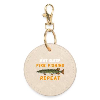 Eat, Sleep Hechtfischen Wiederholen Angler Geschenk - Runder Schlüsselanhänger - Auster - Vorne