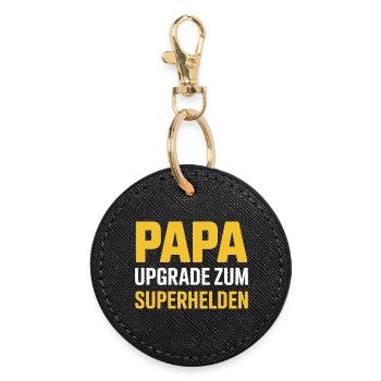 Papa Level Experte Gamer Spruch Zocken Gaming - Runder Schlüsselanhänger - Schwarz - Vorne