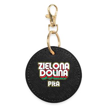 Zielona Dolina Piła. Name des Retro-Bezirks - Runder Schlüsselanhänger - Schwarz - Vorne