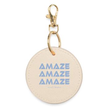 Amaze Amaze Amaze - Sci-Fi Typography Art - Round Keyring - oyster - Front