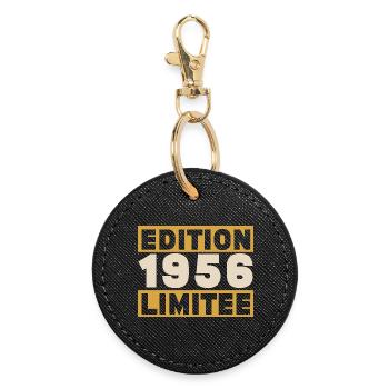 1956 70 ans Anniversaire Vintage Cadeau - Porte-clés rond - noir - Devant