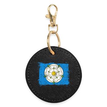 Yorkshire Rose Flagge Nordengland Großbritannien - Runder Schlüsselanhänger - Schwarz - Vorne