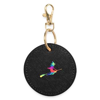 Sorcière colorée - Porte-clés rond - noir - Devant