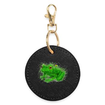 Gras Frosch - Runder Schlüsselanhänger - Schwarz - Vorne