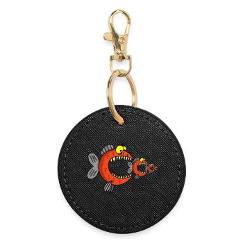 Fish and food chain - Round Keyring - black - Front
