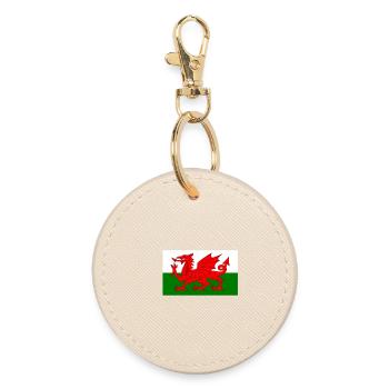 Wales Flagge - Runder Schlüsselanhänger - Auster - Vorne