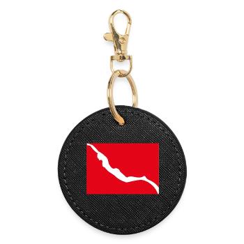 Freediving Flag with Girl Freediver - Round Keyring - black - Front