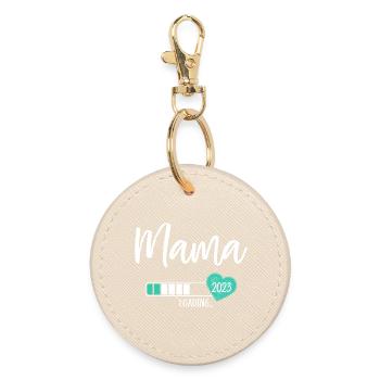 Mom Loading 2023 Heart Baby Young Mom-to-be - Round Keyring - oyster - Front