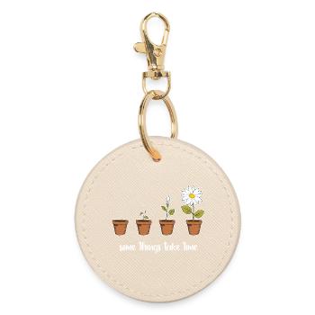 Time (dark) - Round Keyring - oyster - Front