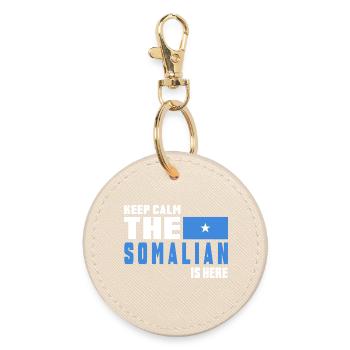 Keep Calm Somalia Flaggen Design - Runder Schlüsselanhänger - Auster - Vorne