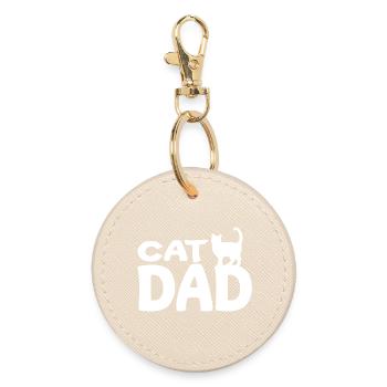 Papa Chat Silhouette Blanc - Porte-clés rond - huître - Devant