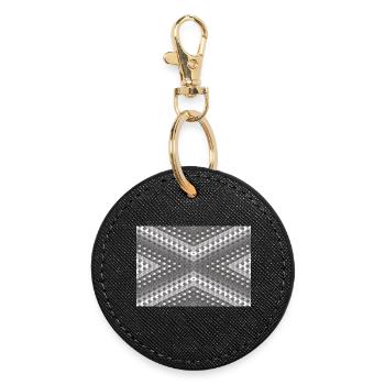 Dégradé de gris tourné - Porte-clés rond - noir - Devant