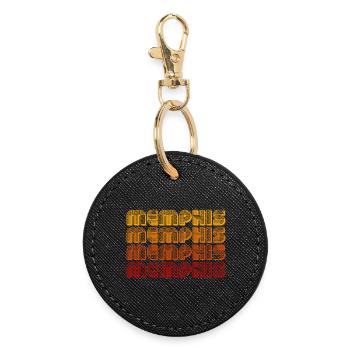 Memphis Gradient Block Pattern - Round Keyring - black - Front