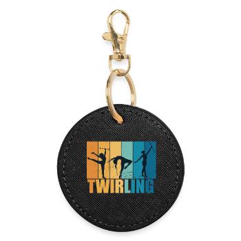 Baton Twirling Sport Vintage Cadeau - Porte-clés rond - noir - Devant