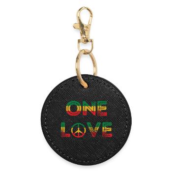 One Love Reggae Peace - Round Keyring - black - Front