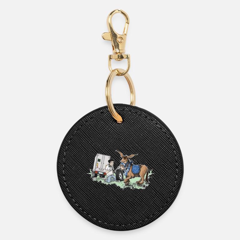 Donkey carriage roadside assistance - Round Keyring - black