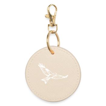 Milan in white - Round Keyring - oyster - Front