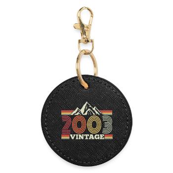 2003 Birthday Hiking Mountain - Round Keyring - black - Front