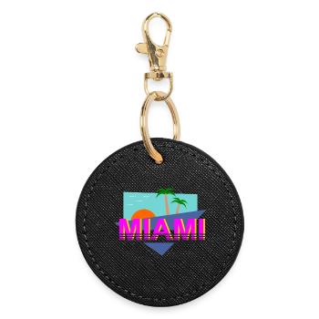 Miami Retro - Round Keyring - black - Front