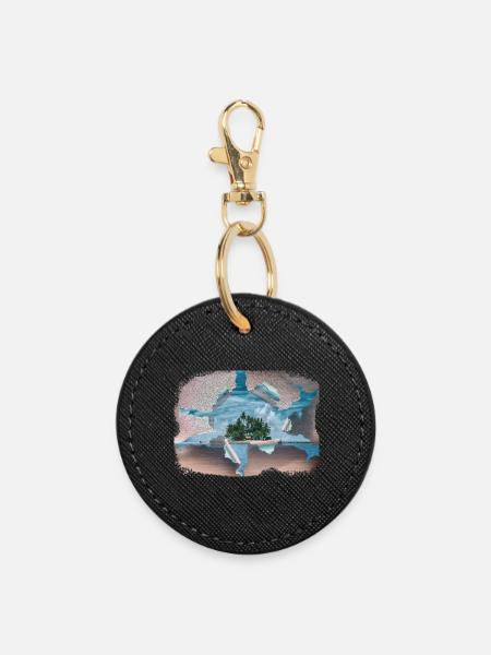 The dream of the island - Round Keyring - black