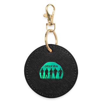 Course de groupe Course de groupe en équipe avec de l’herbe et de la lune - Porte-clés rond - noir - Devant