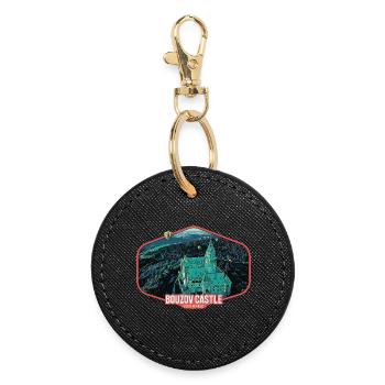 Illustration Bouzov Castle in Czechia - Round Keyring - black - Front