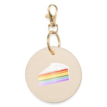 Morceau de gâteau arc-en-ciel aux couleurs pastel délicates - Porte-clés rond - huître - Devant