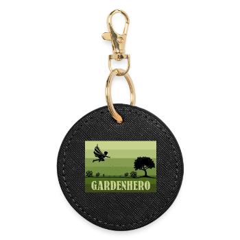 Retro/Vintage Männlicher Garden Hero - Runder Schlüsselanhänger - Schwarz - Vorne