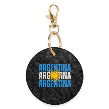 Flagge von Argentinien, Argentinischer Stolz - Runder Schlüsselanhänger - Schwarz - Vorne