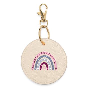 Boho Regenbogen - Runder Schlüsselanhänger - Auster - Vorne