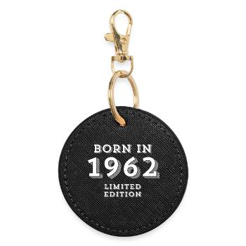 date de naissance, année de naissance, 1962 - Porte-clés rond - noir - Devant